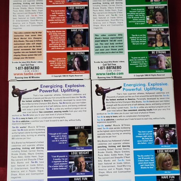 Tae Bo Billy Blanks Set Of 4 VHS Fitness Workout Tapes, Basic Thru Advanced, VTG - Picture 2 of 2